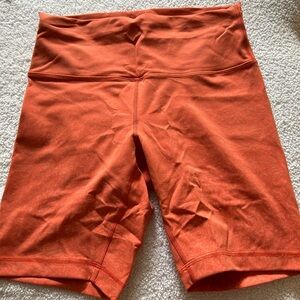 Orange Patterned Lululemon Biker Shorts